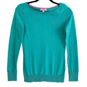 Lilly Pulitzer Blue Green and Pink Boatneck Sweater